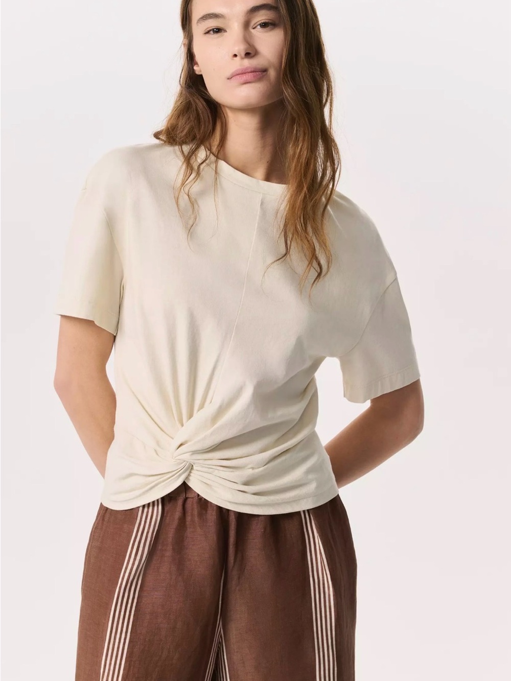 NWT rag & bone MICA White Draped Short-Sleeve Twist Front Tee